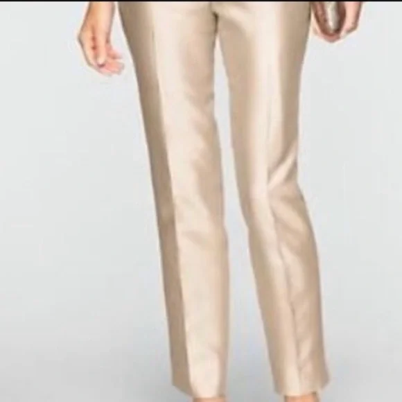 Ann Taylor Petites Pintuck Silk Wool Ivory White Ankle Trousers Pants Size 6P - Picture 1 of 7